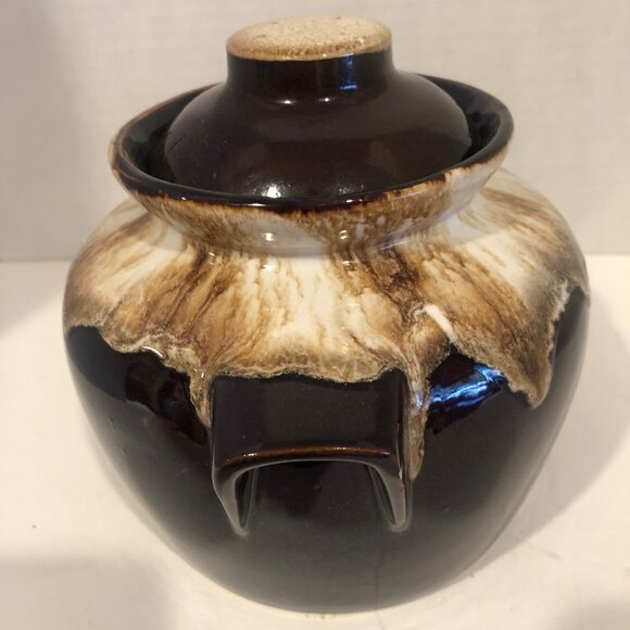 Primitive McCoy Beanpot in Drip Glazing with Handles USA - Picture 5 of 12